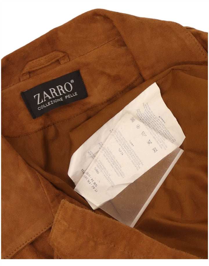 Zarro Womens Suede Jacket IT 42 Medium Brown Leather