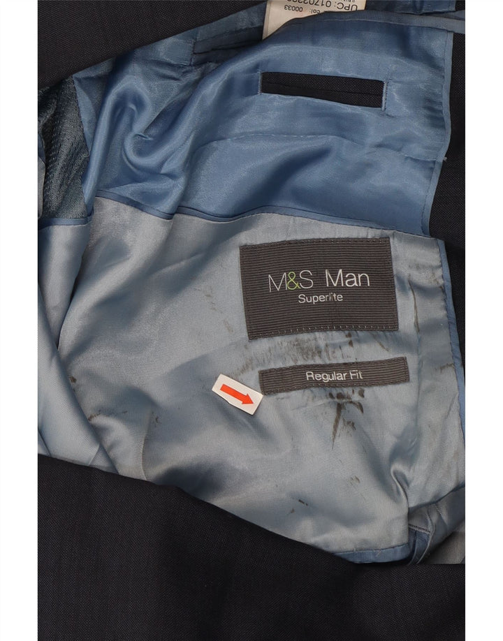 Marks & Spencer Mens 2 Button Blazer Jacket UK 38 Medium Navy Blue