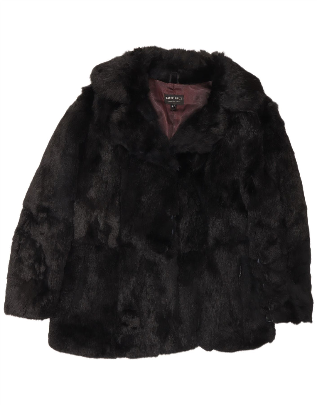 Vintage Womens Fur Jacket EU 48 2XL Black Real Fur