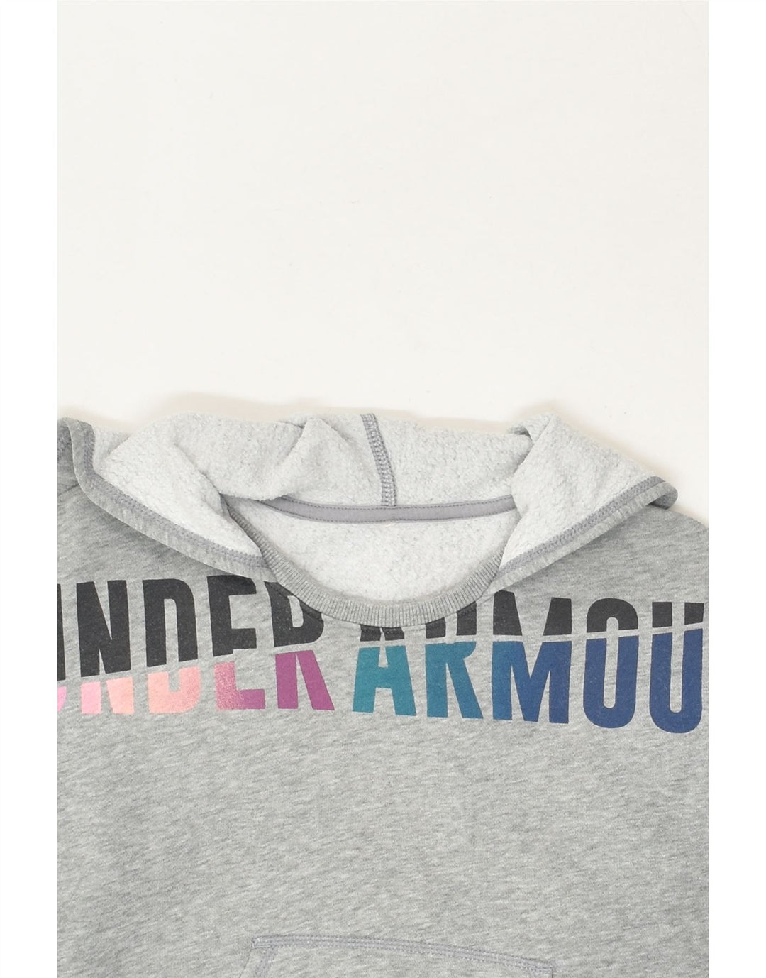 UNDER ARMOUR Girls Graphic Hoodie Jumper 7-8 Years Grey Cotton | Vintage Under Armour | Thrift | Second-Hand Under Armour | Used Clothing | Messina Hembry 