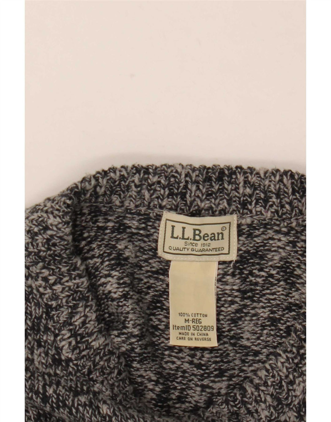 L.L.Bean Mens Crew Neck Jumper Sweater Medium Grey Flecked Cotton
