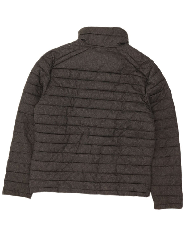 Superdry Mens Padded Jacket UK 42 XL Grey Herringbone Polyester