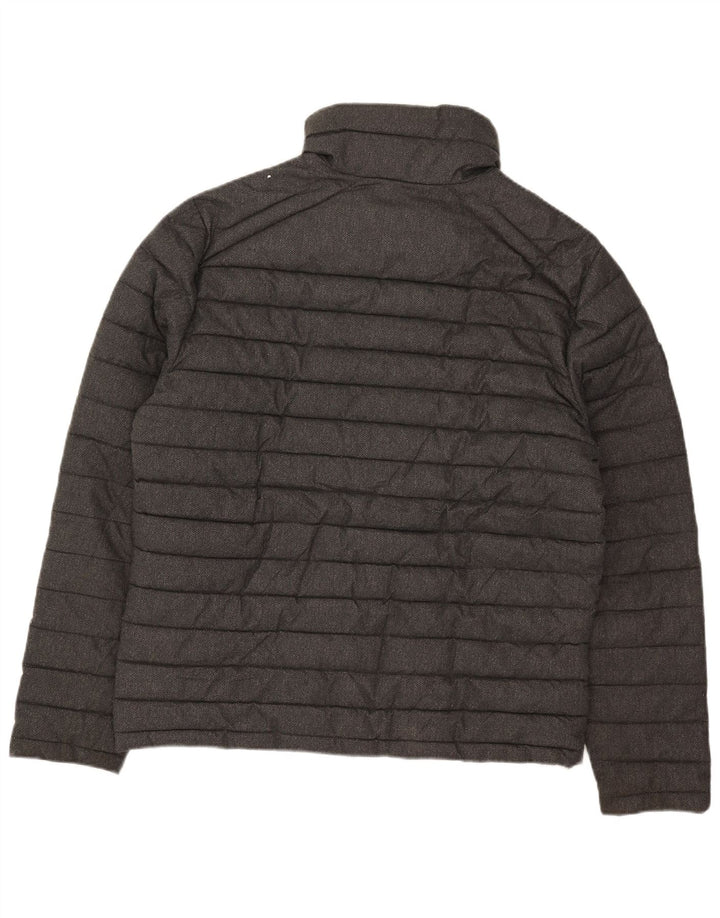 Superdry Mens Padded Jacket UK 42 XL Grey Herringbone Polyester
