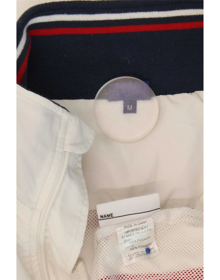Asics Mens Graphic Tracksuit Top Jacket Medium White Colourblock Polyester