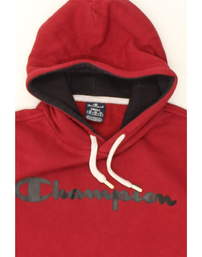 CHAMPION Mens Graphic Hoodie Jumper Small Red Cotton | Vintage Champion | Thrift | Second-Hand Champion | Used Clothing | Messina Hembry 