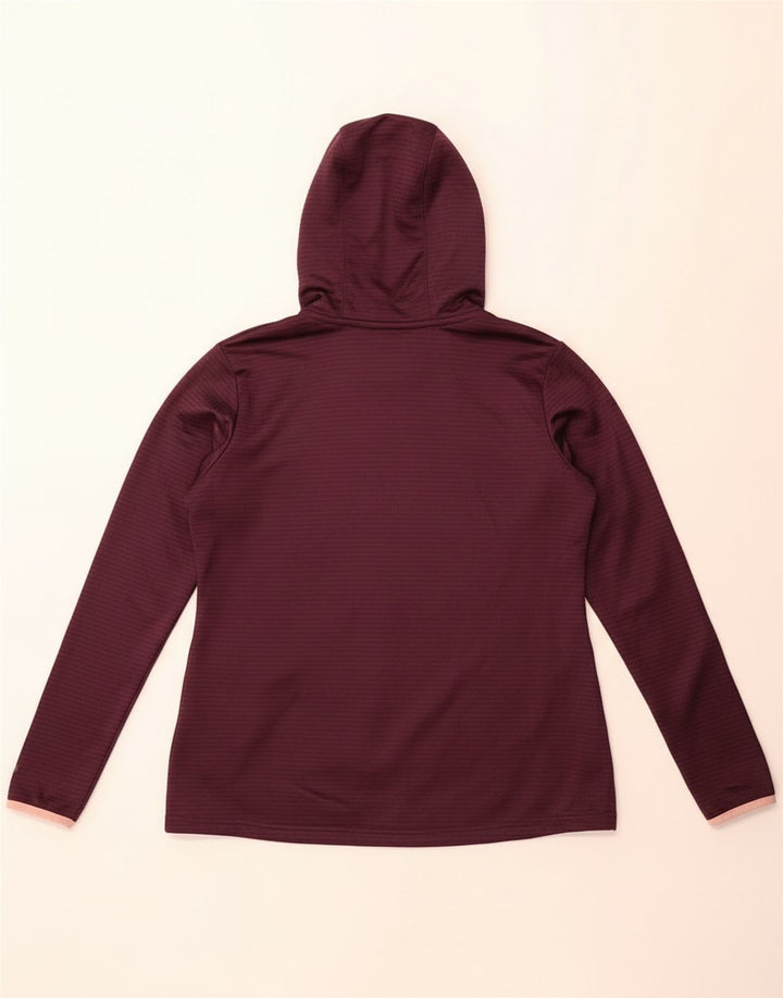 Columbia Womens Hoodie Jumper UK 16 Large Maroon Striped Polyester