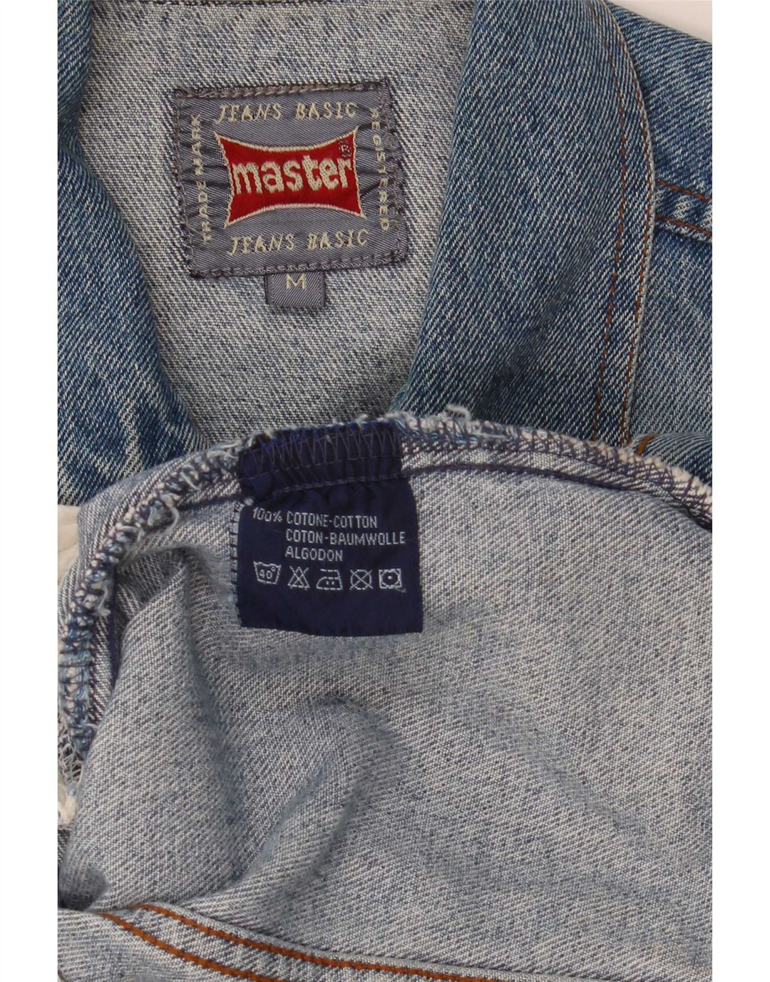 Master Mens Denim Jacket UK 38 Medium Blue Cotton