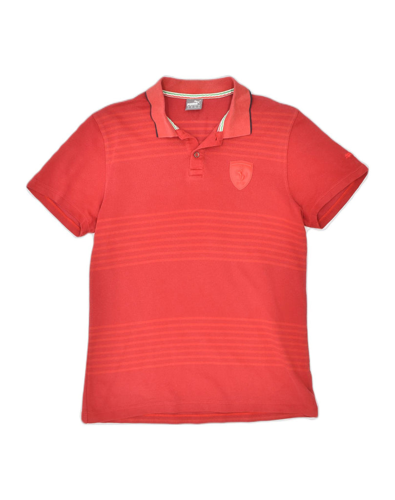 PUMA Mens Polo Shirt Medium Red Striped Cotton | Vintage | Thrift | Second-Hand | Used Clothing | Messina Hembry 