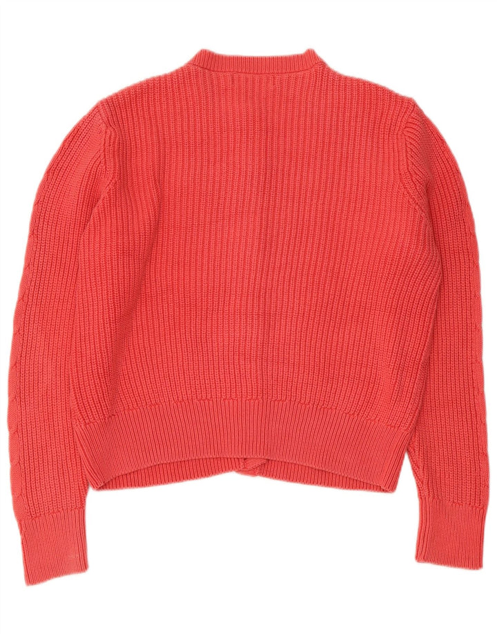 Marks & Spencer Womens Crop Cardigan Sweater UK 12 Medium Pink Cotton