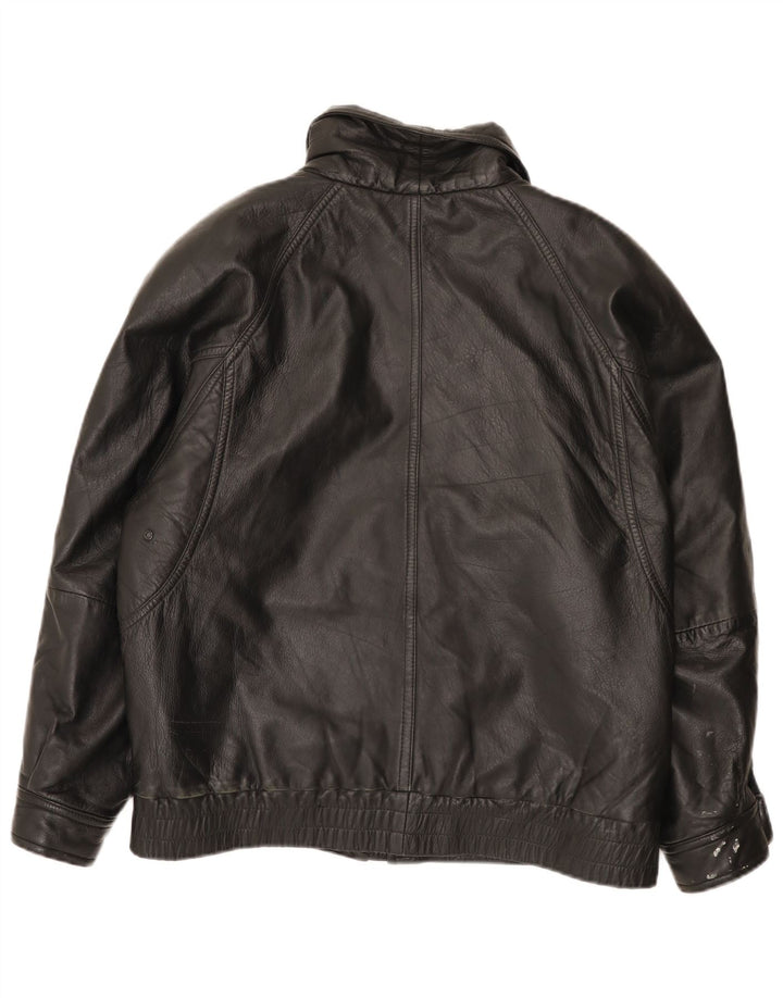 Vintage Mens Leather Jacket IT 48 Medium Black