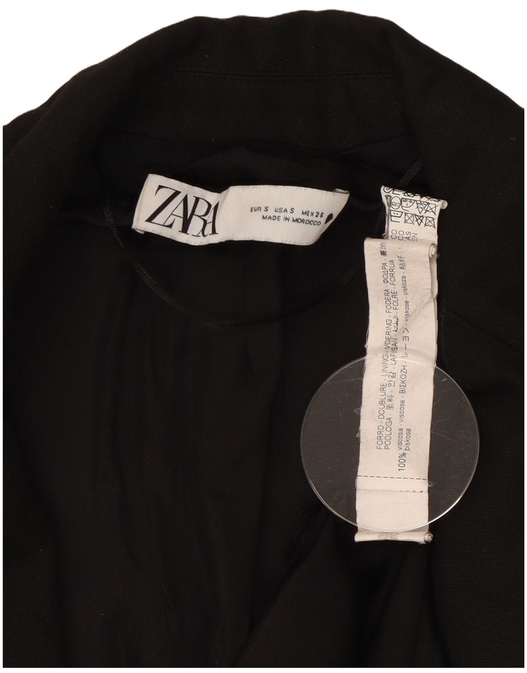 Zara Womens 2 Button Blazer Jacket UK 10 Small Black Viscose