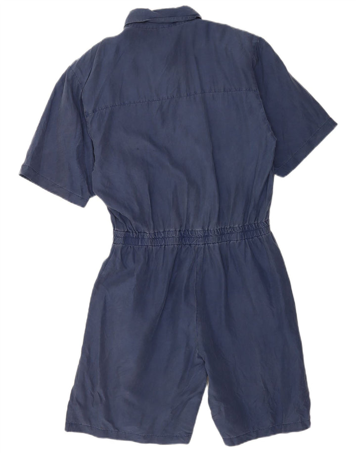 Vintage Womens Playsuit IT 44 Medium Navy Blue Silk