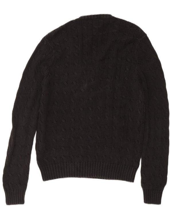 Ralph Lauren Womens V-Neck Jumper Sweater UK 18 XL Black Cotton