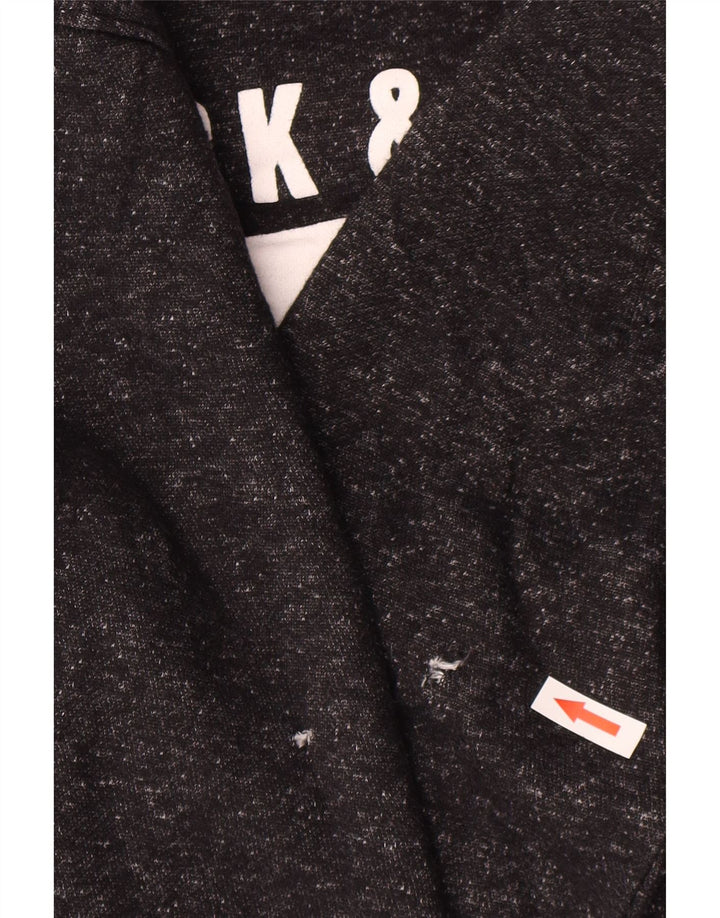 Jack & Jones Mens Graphic Hoodie Jumper Medium Black Flecked