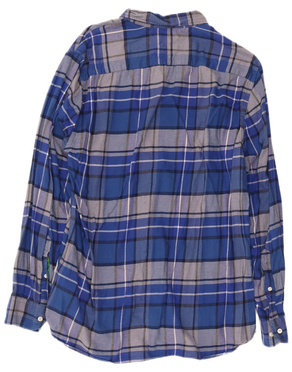 Tommy Hilfiger Mens Regular Fit Shirt Large Blue Check Cotton