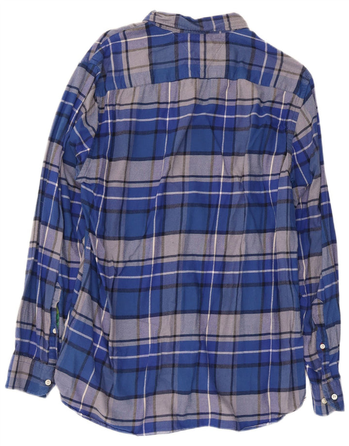 Tommy Hilfiger Mens Regular Fit Shirt Large Blue Check Cotton