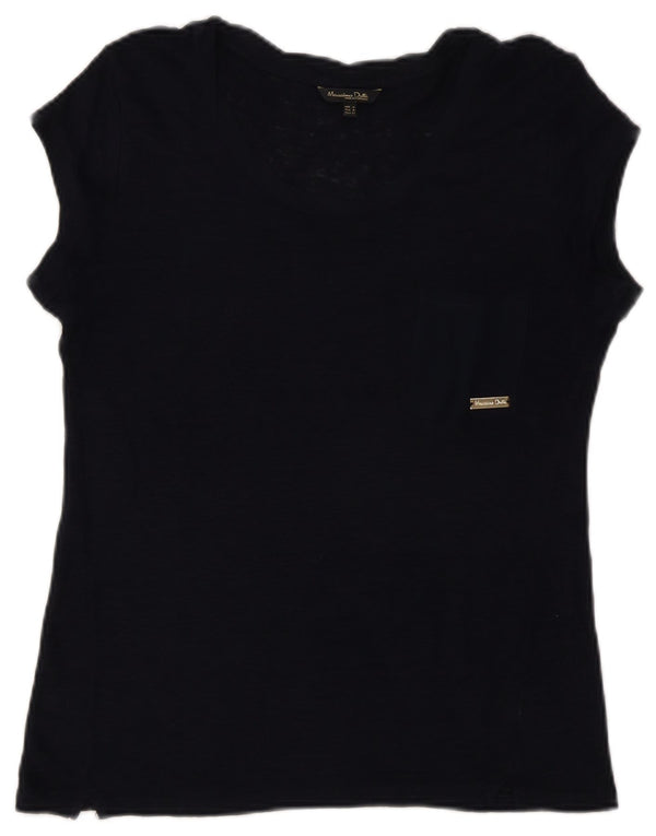 Massimo Dutti Womens T-Shirt Top UK 12 Medium Navy Blue