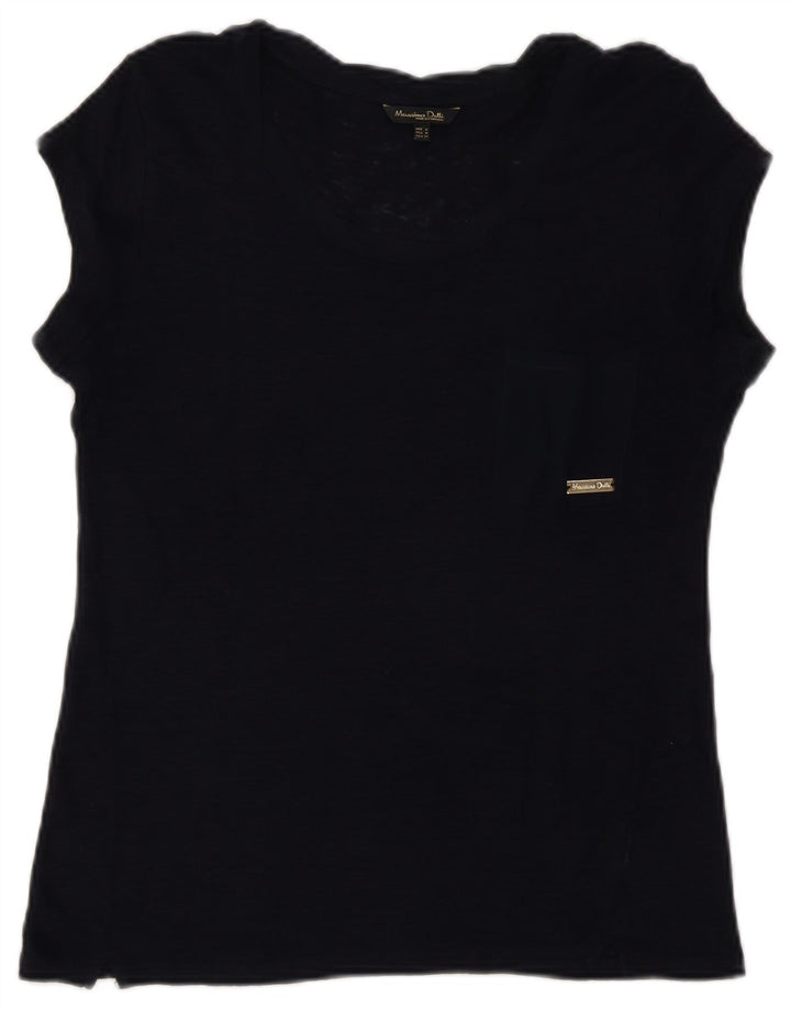 Massimo Dutti Womens T-Shirt Top UK 12 Medium Navy Blue