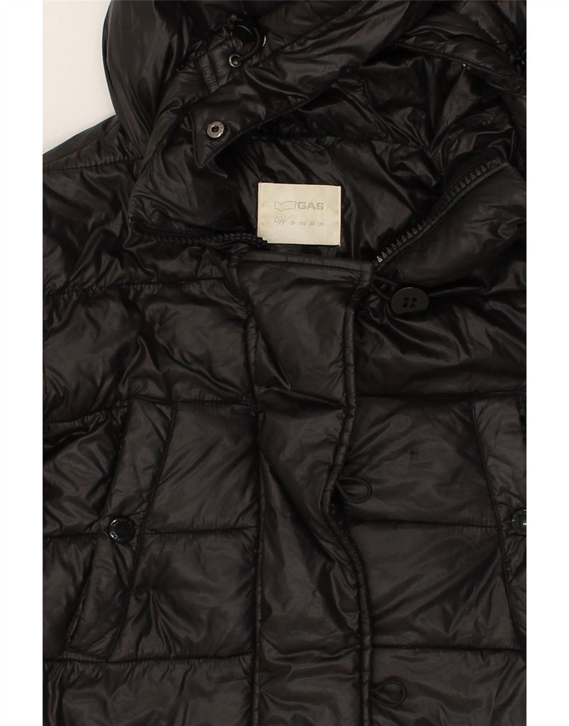 GAS Womens Hooded Padded Jacket UK 14 Large Black Polyamide | Vintage Gas | Thrift | Second-Hand Gas | Used Clothing | Messina Hembry 