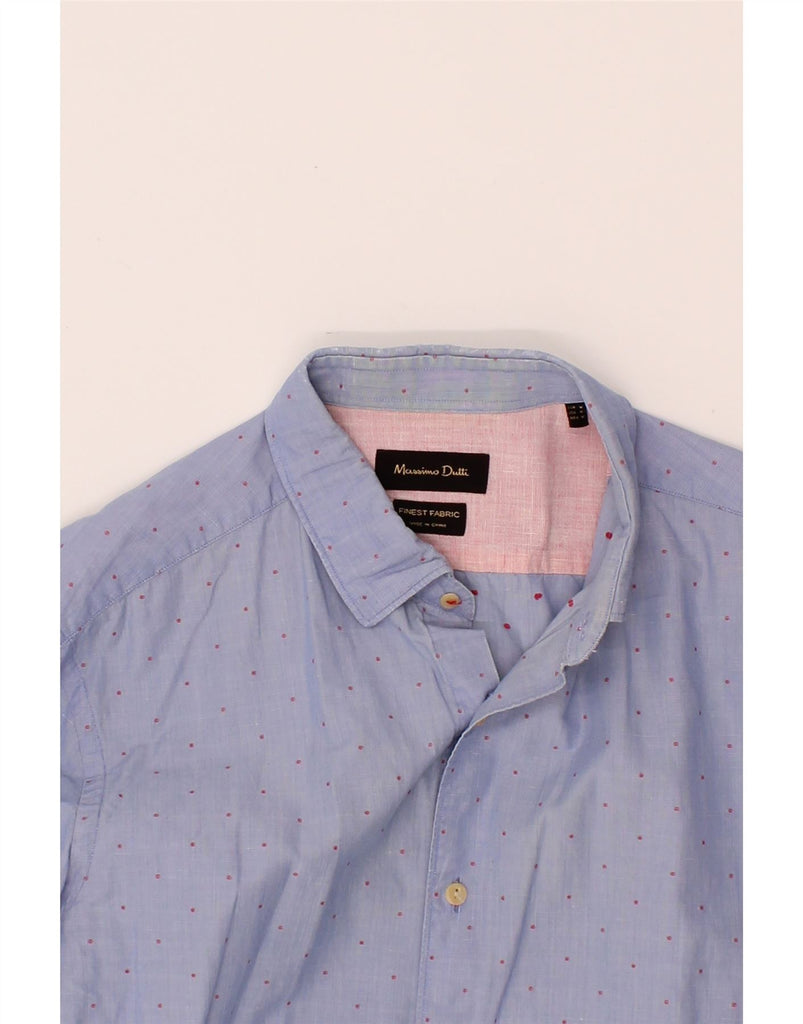 MASSIMO DUTTI Mens Shirt Medium Blue Spotted Cotton Vintage Massimo Dutti and Second-Hand Massimo Dutti from Messina Hembry 
