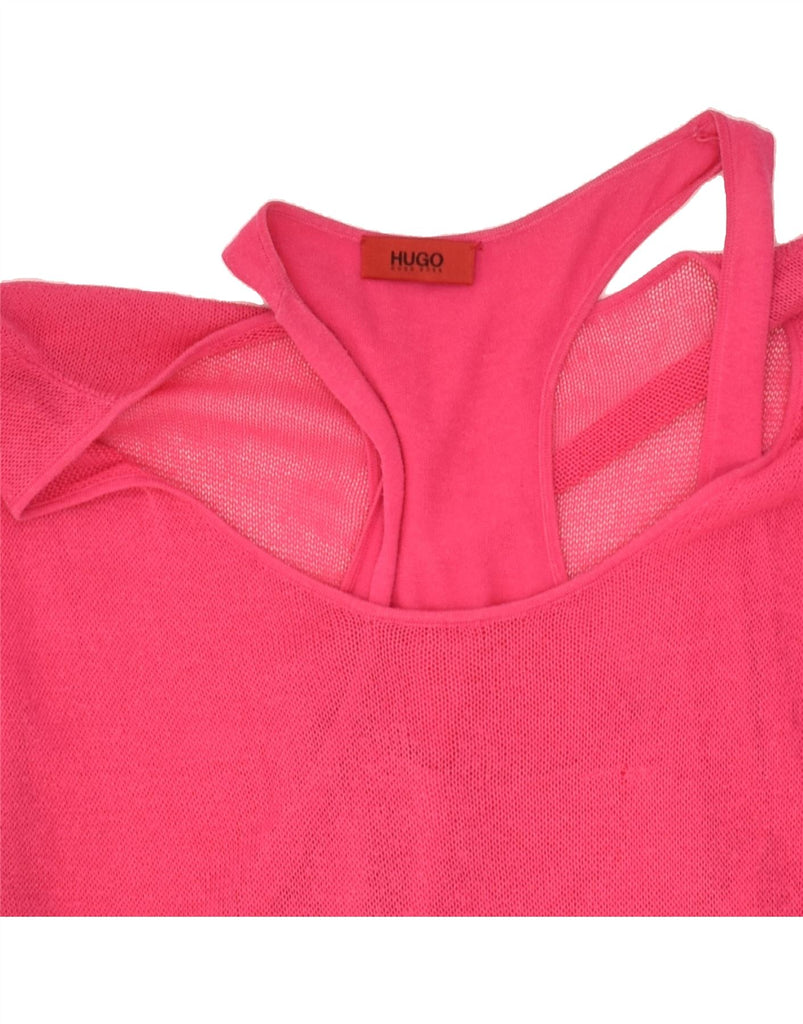 HUGO BOSS Womens Knit Sleeveless Blouse Top UK 12 Medium Pink Cotton Vintage Hugo Boss and Second-Hand Hugo Boss from Messina Hembry 