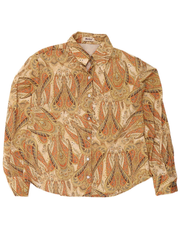 Vintage Womens Shirt IT 50 XL Beige Paisley Polyester