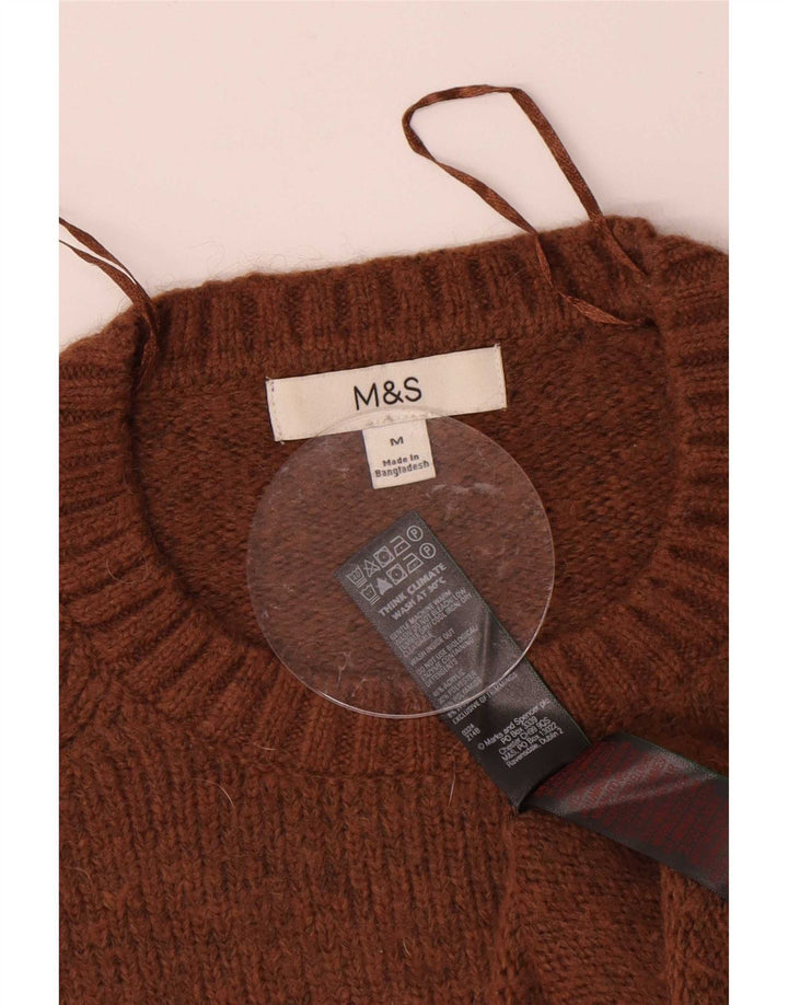 Marks & Spencer Womens Crew Neck Jumper Sweater UK 14 Medium Brown