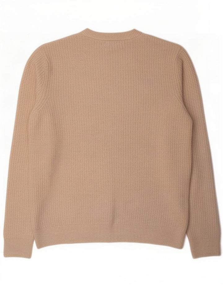 Marks & Spencer Mens Crew Neck Jumper Sweater Large Beige Wool