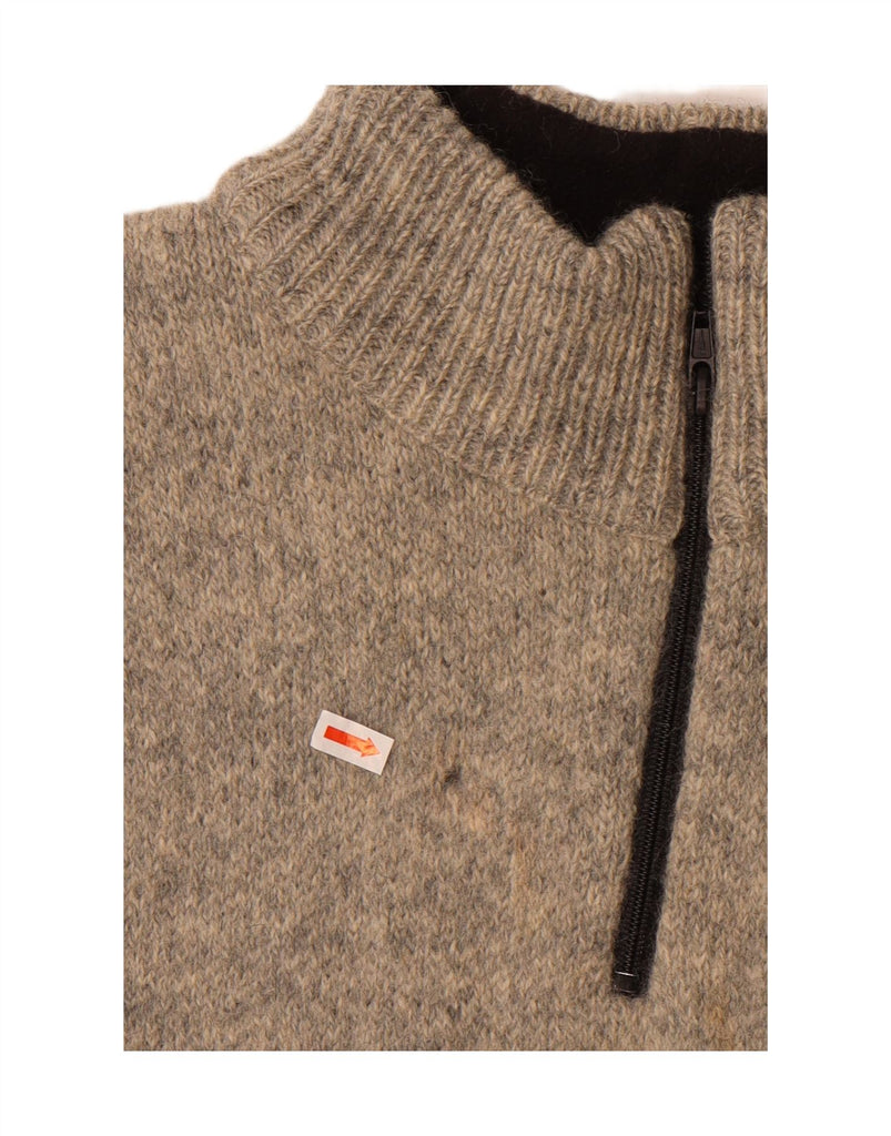 ESKIMO Mens Graphic Zip Neck Jumper Sweater XL Grey Wool Vintage Eskimo and Second-Hand Eskimo from Messina Hembry 