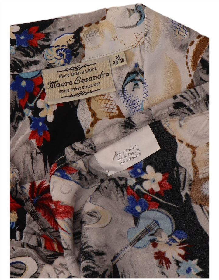 MAURO GESANDRO Mens Graphic Shirt IT 48/50 Medium Multicoloured Hawaiian