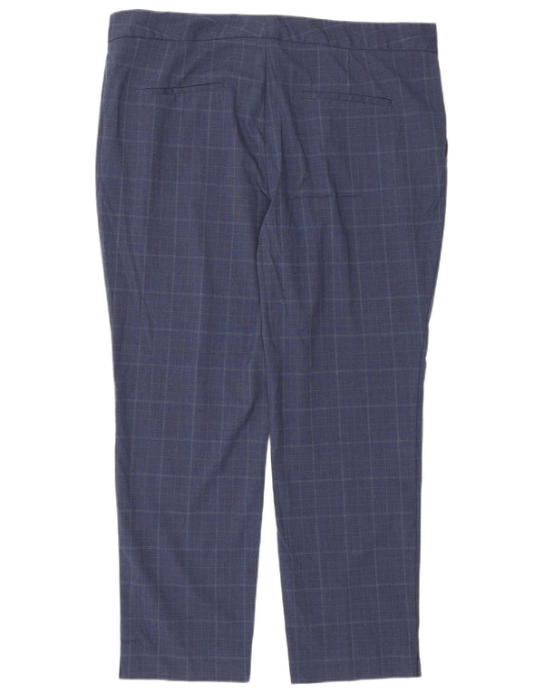 Zara Womens Straight Suit Trousers EU 44 XL W34 L27 Navy Blue Houndstooth