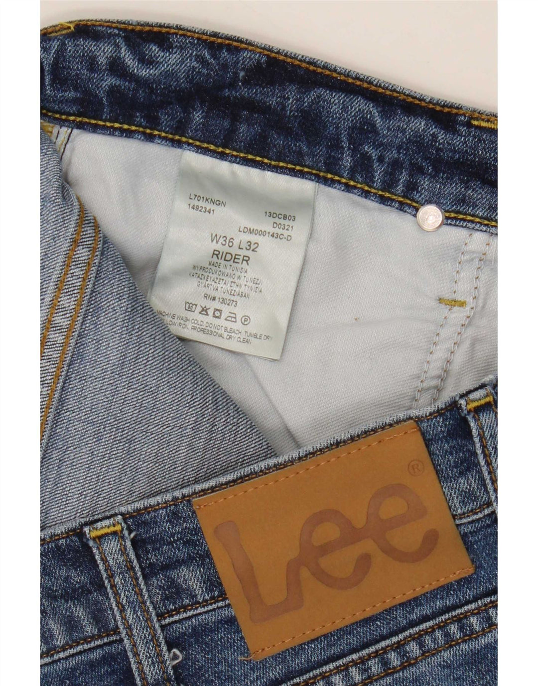 Lee Mens Rider Slim Jeans W36 L32 Blue Cotton