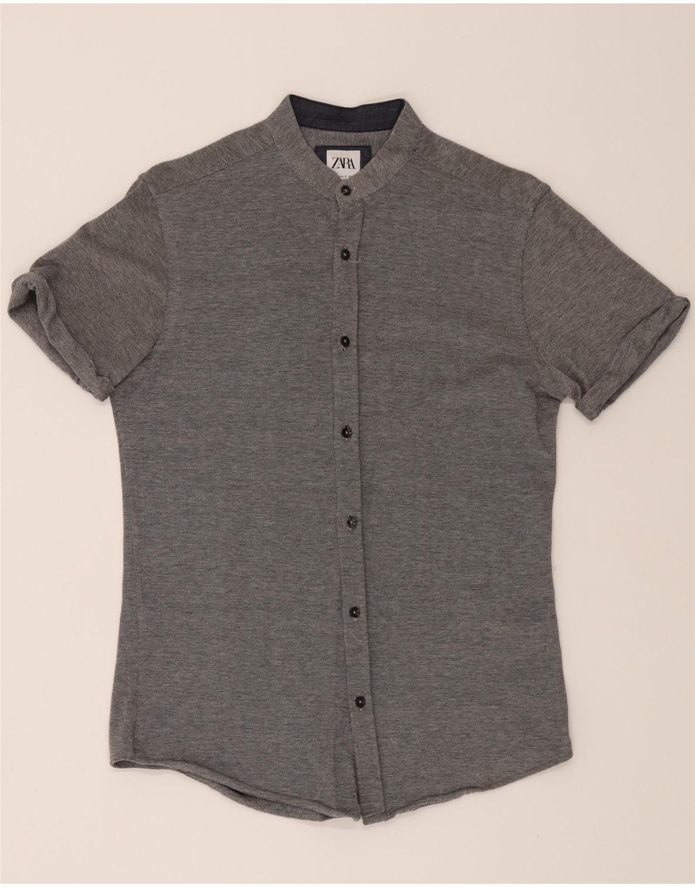 Camicia a maniche corte slim fit da uomo ZARA, taglia piccola, grigia