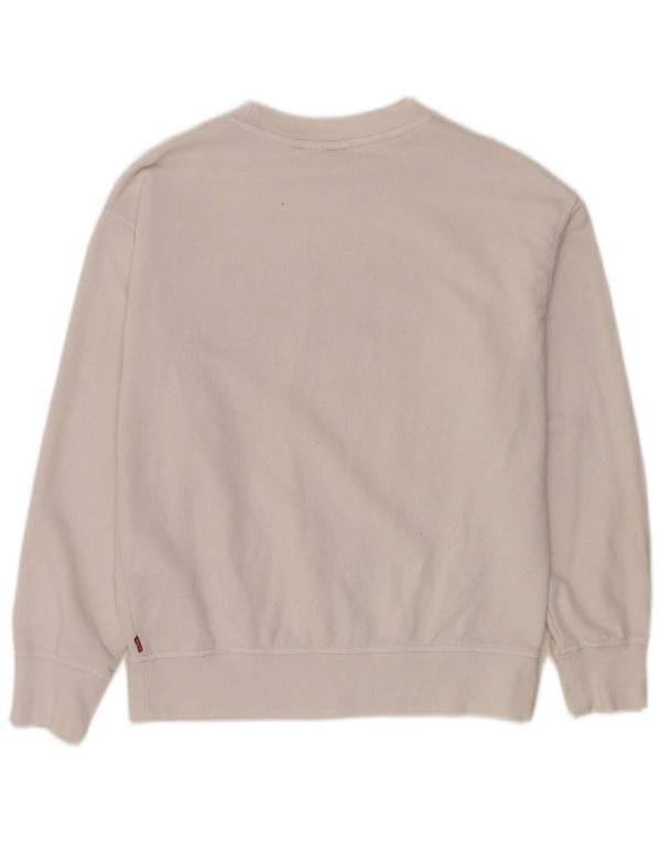 Levi's Womens Graphic Oversized Sweatshirt Jumper UK 6 XS White Cotton