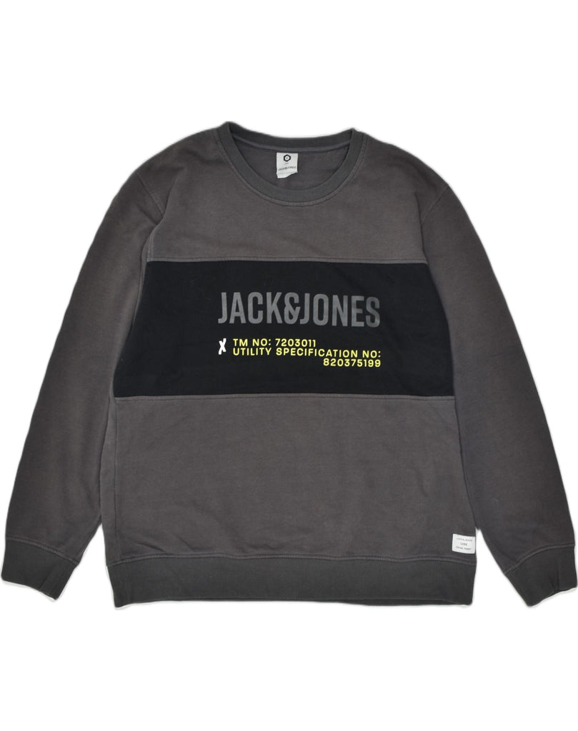 JACK & JONES Mens Graphic Sweatshirt Jumper 2XL Grey Cotton | Vintage Jack & Jones | Thrift | Second-Hand Jack & Jones | Used Clothing | Messina Hembry 