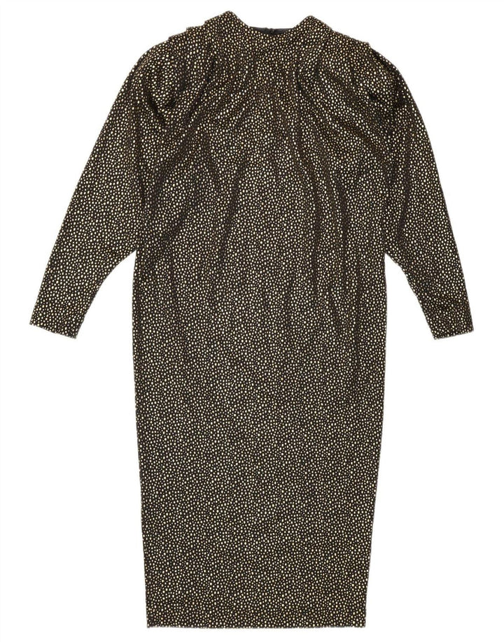 Vintage Womens Long Sleeve Shift Dress IT 42 Medium Gold Spotted