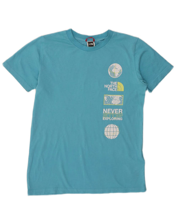 The North Face Boys Graphic T-Shirt Top 14-15 Years XL Blue Cotton