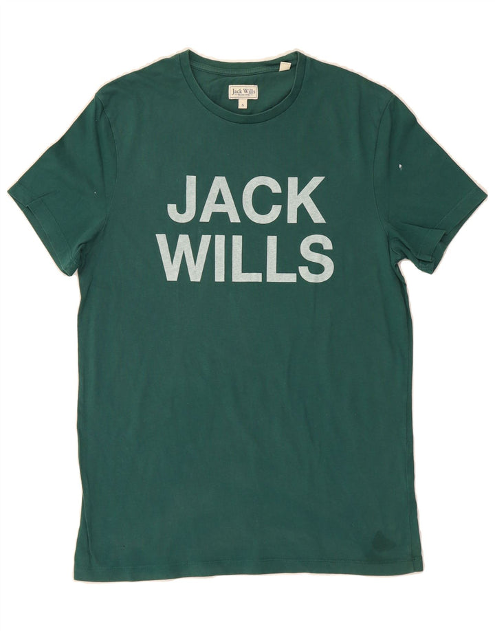 JACK WILLS Mens Graphic T-Shirt Top Small Green Cotton Vintage Jack Wills and Second-Hand Jack Wills from Messina Hembry 