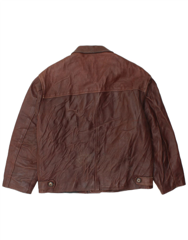 VINTAGE Mens Leather Jacket UK 38 Medium Brown Leather