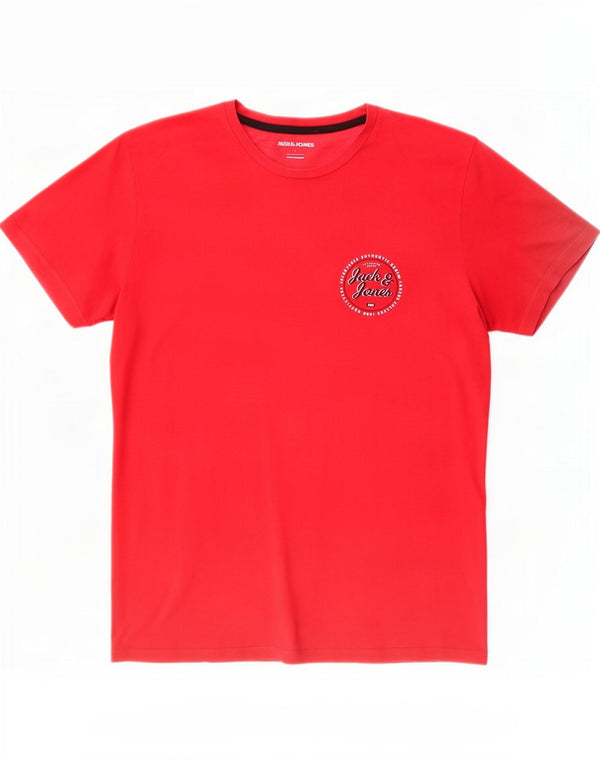 Jack & Jones Mens T-Shirt Top Large Red Cotton