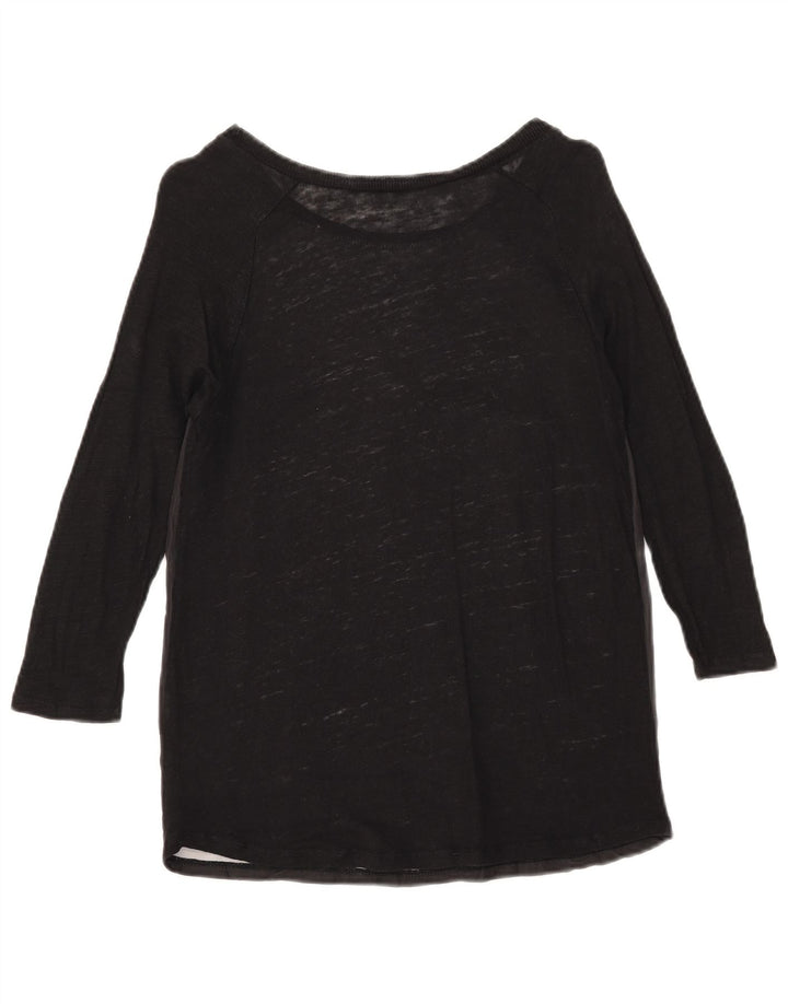 Zara Womens Graphic Top 3/4 Sleeve UK 12 Medium Black Floral