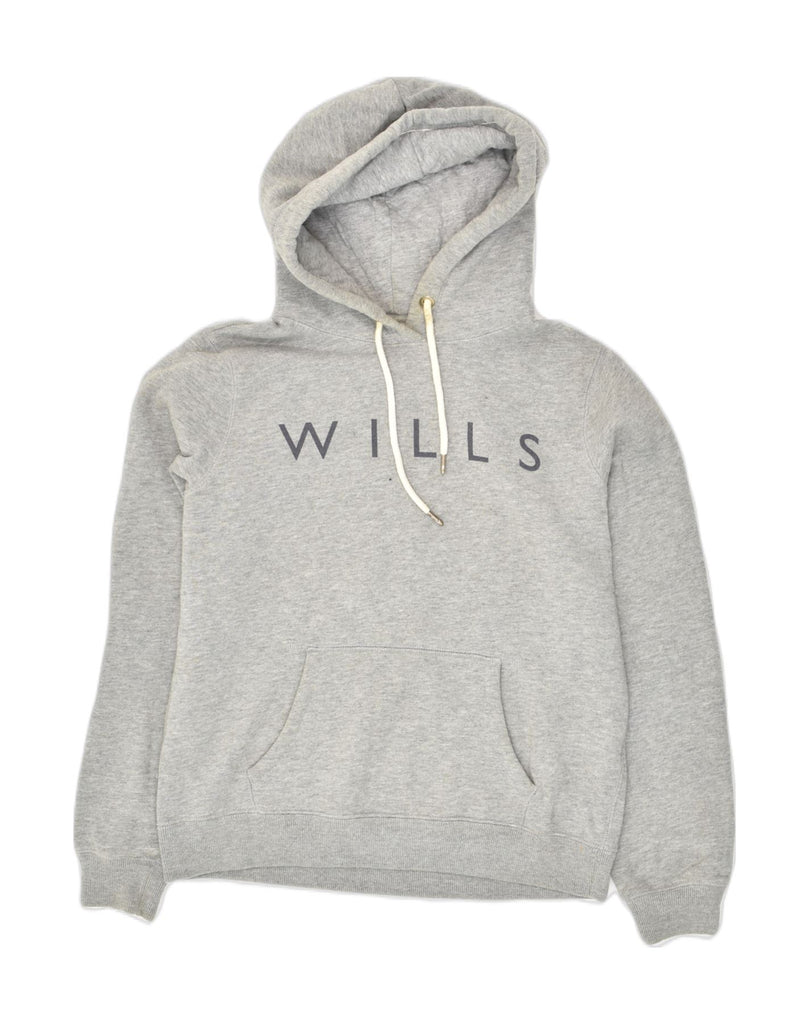 JACK WILLS Womens Graphic Hoodie Jumper UK 12 Medium  Grey Cotton | Vintage Jack Wills | Thrift | Second-Hand Jack Wills | Used Clothing | Messina Hembry 