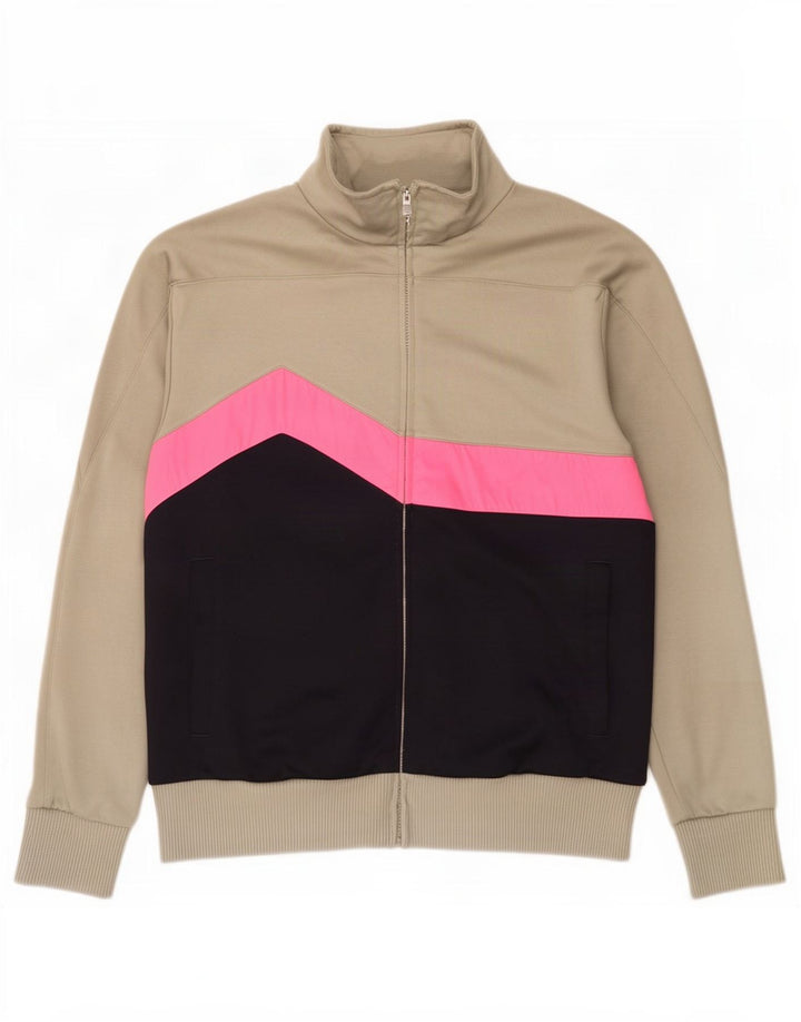 Umbro Mens Tracksuit Top Jacket Large Khaki Colourblock Cotton