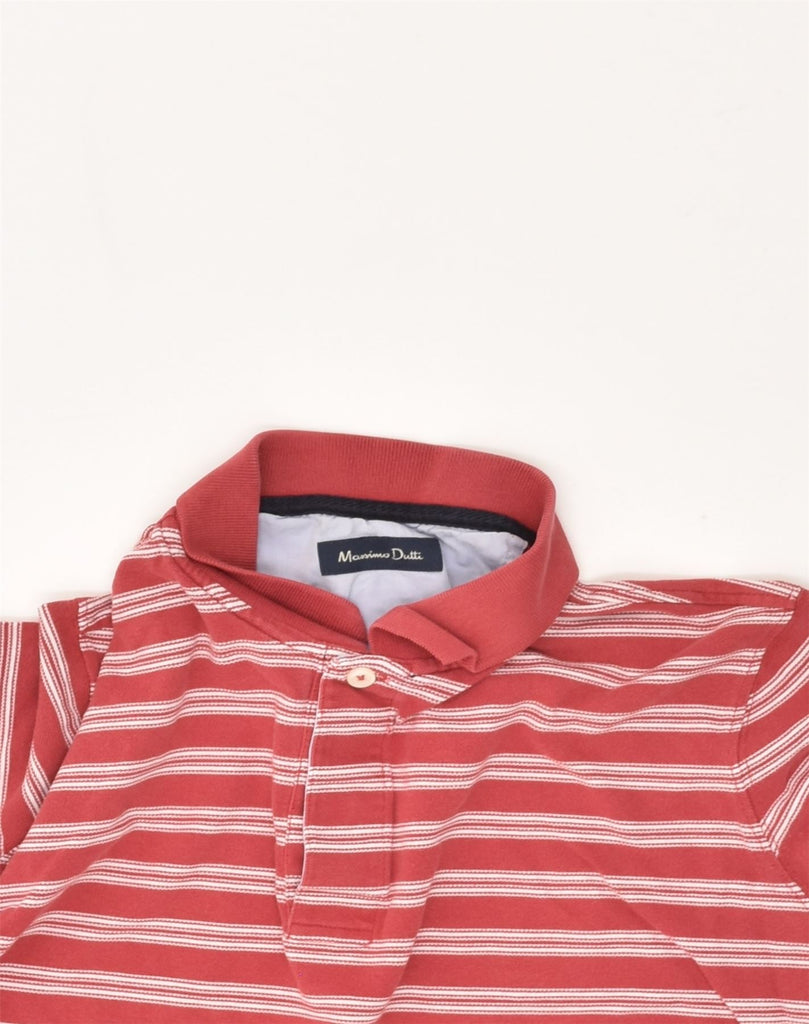 MASSIMO DUTTI Mens Polo Shirt Medium Red Striped Cotton | Vintage Massimo Dutti | Thrift | Second-Hand Massimo Dutti | Used Clothing | Messina Hembry 