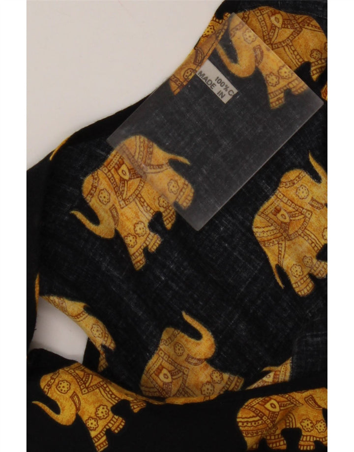 VINTAGE Womens Sleeveless Sundress UK 12 Medium Black Animal Print Cotton