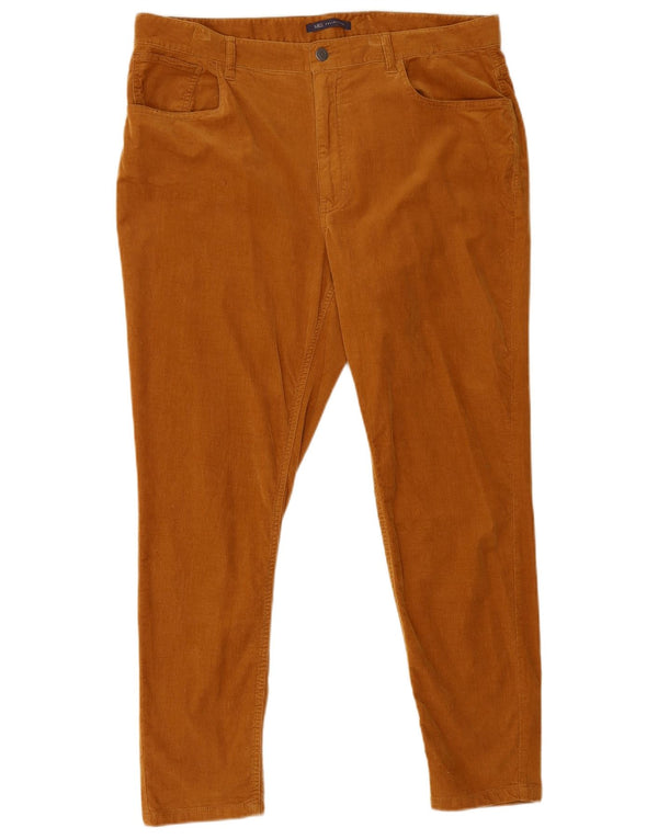 Marks & Spencer Womens Slim Corduroy Trousers UK 18 XL W38 L28 Brown Cotton