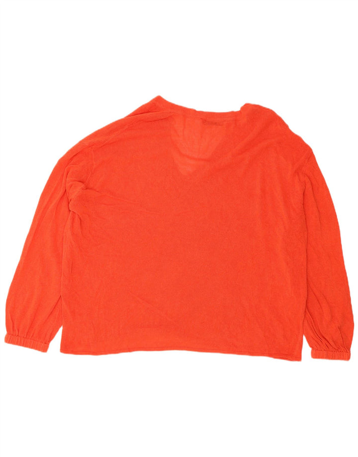 Zara Womens Oversized V-Neck Jumper Sweater UK 14 Medium Orange