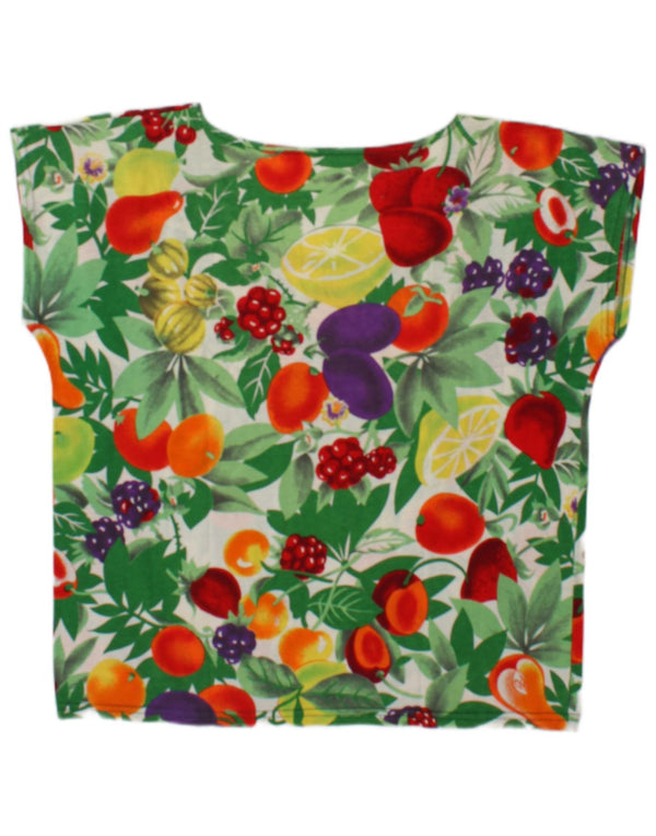 Vintage Womens T-Shirt Top UK 16 Large Multicoloured Floral Cotton