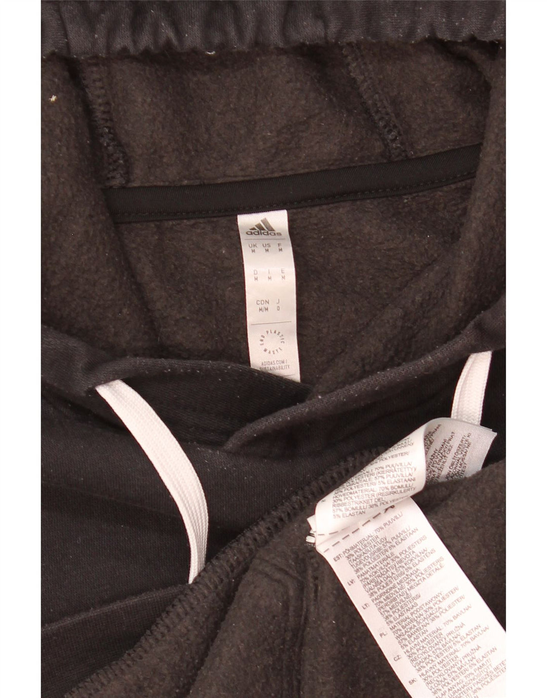 Adidas Mens Hoodie Jumper Medium Black Cotton