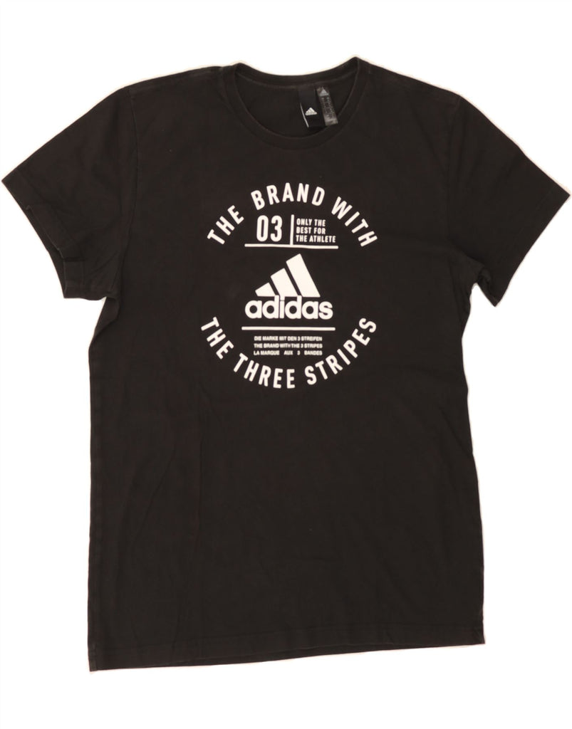 ADIDAS Mens Graphic T-Shirt Top Medium Black Cotton Vintage Adidas and Second-Hand Adidas from Messina Hembry 